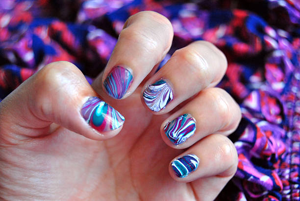 water marble nail art - nails art stock pictures, royalty-free photos & images