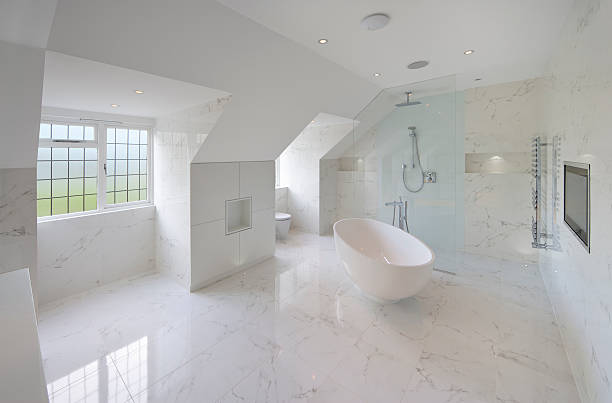 white marble bathroom - home decoration stock pictures, royalty-free photos & images