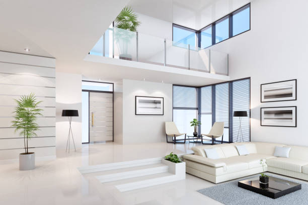 white penthouse interior - home decoration stock pictures, royalty-free photos & images