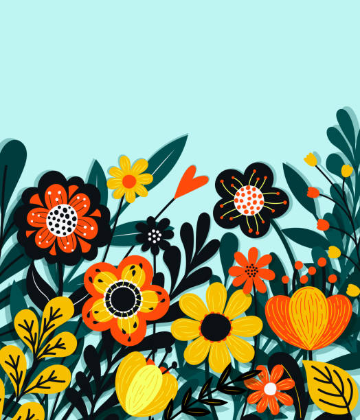 wildflowers - garden decoration stock illustrations