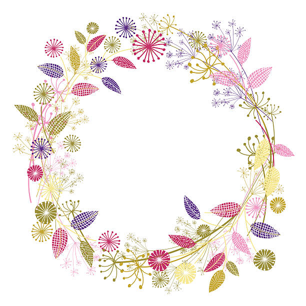 wildflowers garden wreath - garden decoration stock illustrations