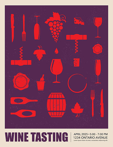 wine tasting event poster - food stock illustrations