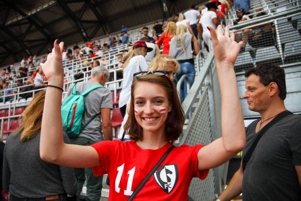 woman portrait at a sport event - concert stock pictures, royalty-free photos & images