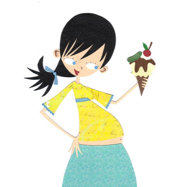 woman who loves ice cream - junk food stock-grafiken, -clipart, -cartoons und -symbole