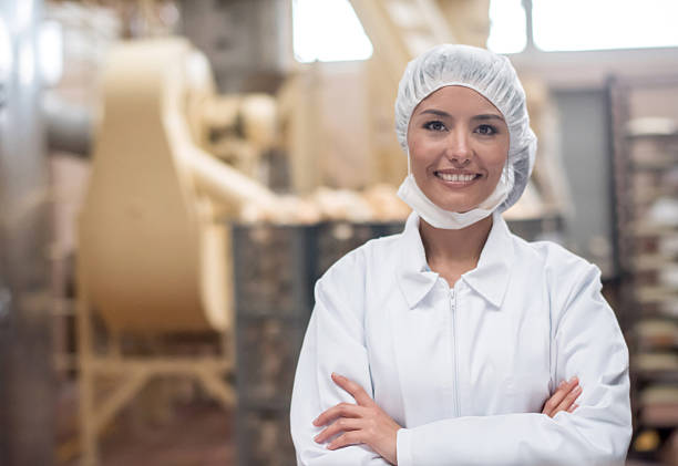 woman working at a food factory - food stock pictures, royalty-free photos & images