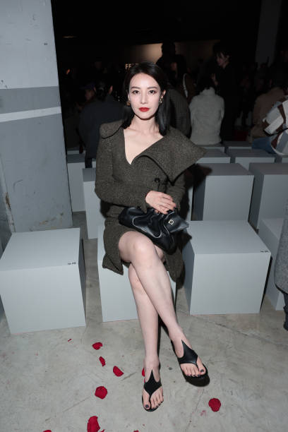 Yuanyuan Gao is seen front row at the Ferragamo Fall/Winter 2025 Fashion Show during the Milan Fashion Week Fall/Winter 2025/2026 on March 01, 2025...