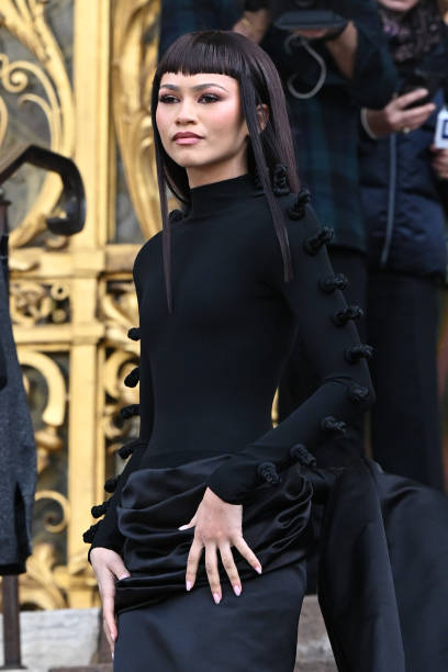 Zendaya attends the Schiaparelli Haute Couture Spring/Summer 2024 show as part of Paris Fashion Week on January 22, 2024 in Paris, France.