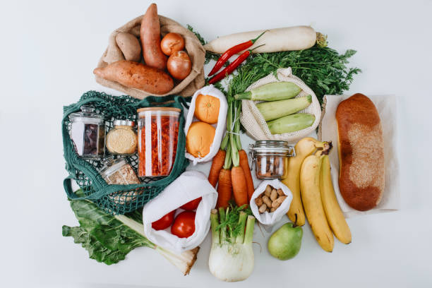 zero waste shopping concept - food stock pictures, royalty-free photos & images