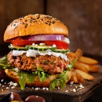 100% lamb -greek burger - food stock pictures, royalty-free photos & images