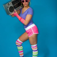1980's girl with ghetto blaster - fashion stock pictures, royalty-free photos & images