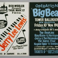 1st JANUARY: Photograph of two posters advertising concerts at the Tower Ballroom in New Brighton, Wirrell Peninsula. Left hand poster promotes a...