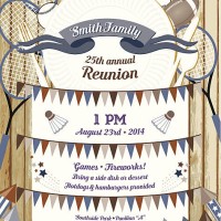 25th family reunion bbq notice - garden decoration stock illustrations