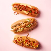 3 varieties of hotdogs - junk food stock pictures, royalty-free photos & images