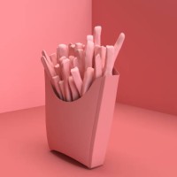 3d digital picture of french fries from fast food company in solid color. - junk food stock pictures, royalty-free photos & images