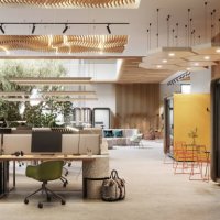 3d image of an environmentally friendly coworking office space - home decoration stock pictures, royalty-free photos & images