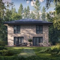 3d rendering of a forest bungalow surrounded by trees on a summer day - garden decoration stock pictures, royalty-free photos & images