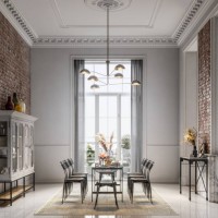3d rendering of dining area in luxury home - home decoration stock pictures, royalty-free photos & images