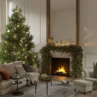 3d rendering of living room with christmas decoration - home decoration stock pictures, royalty-free photos & images