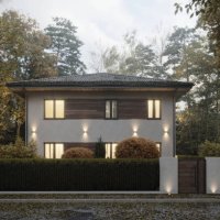 3d rendering of modern cozy house on autumn day - garden decoration stock pictures, royalty-free photos & images