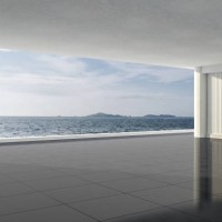 3d rendering, sea facing lobby space - home decoration stock pictures, royalty-free photos & images