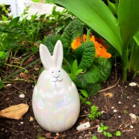 a bunny decoration in the garden - garden decoration stock pictures, royalty-free photos & images