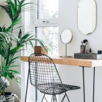 a corner of the modern, stylish and bright bedroom with plants - home decoration stock pictures, royalty-free photos & images