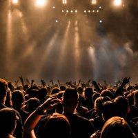 a crowd at a concert. - concert stock pictures, royalty-free photos & images