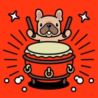 a cute french bulldog is playing the traditional chinese drum, or chinese bass drum - concert stock illustrations