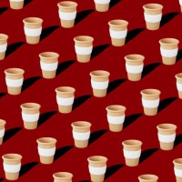 a disposable paper cup with a lid for coffee and tea on a bright magent background. seamless background or texture, pattern and wallpaper. - junk food stock pictures, royalty-free photos & images