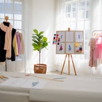 a dressmakers model in clothing design studio. - fashion stock pictures, royalty-free photos & images