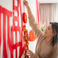 a festive touch: adorning walls with chinese new year firecracker ornaments - home decoration stock pictures, royalty-free photos & images