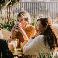 a group of coworkers enjoy an alfresco lunch - coffee stock pictures, royalty-free photos & images