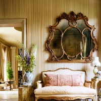 a large mirror is seen above an elegant couch in the house - home decoration stock pictures, royalty-free photos & images