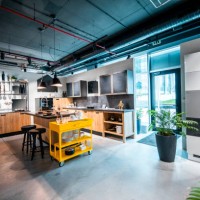 a modern interior kitchen design set up in a home improvement store - home decoration stock pictures, royalty-free photos & images