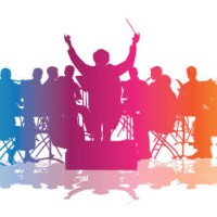 a rainbow of harmony - concert stock illustrations