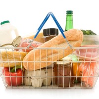 a shopping basket filled with food - food stock pictures, royalty-free photos & images