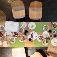 abandoned buffet dinner table after eating - food stock pictures, royalty-free photos & images