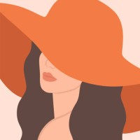 abstract beautiful woman portrait with orange hat covering her face - fashion stock illustrations