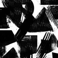 abstract black and white geometric brushstroke pattern. monochromatic abstract artwork featuring bold black brushstrokes and geometric shapes on a white background, creating a dynamic and modern composition. - fashion stock p