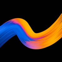 abstract orange blue brush stroke, paint splash, 3d creative smear, dynamic splatter, colorful curl, artistic ribbon, isolated on black background - fashion photos et images de collection