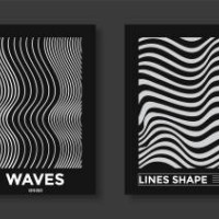 abstract wave line in black and white design. pattern with optical illusion. can be use for brochures, flyers, magazine, business card, branding, banners, headers, book covers, notebooks, t-shirts and hoodies background vec
