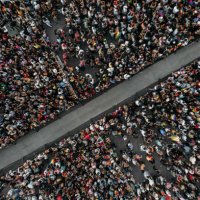 aerial shot of people at a concert - concert stock pictures, royalty-free photos & images