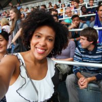 afro-american woman selfie at a sport event - concert stock pictures, royalty-free photos & images