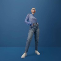 albino woman standing with hands in pockets - fashion stock pictures, royalty-free photos & images