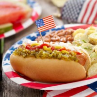 all american hotdog with lemonade - garden decoration stock pictures, royalty-free photos & images