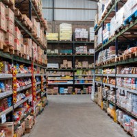 allée sans personne dans un supermarché de gros - food photos et images de collection