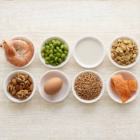 allergenic foods in bowls - food stock pictures, royalty-free photos & images