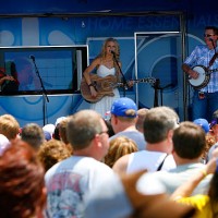 American country singer/songwriter Taylor Swift , preforms in the Best Buy Fun Zone concert before practice for the NASCAR Nextel Cup Series USG...