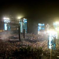 American singer Madonna performs on stage during a massive free show to close 