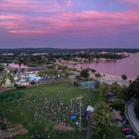 an aerial view of summer nights on long island - concert stock pictures, royalty-free photos & images